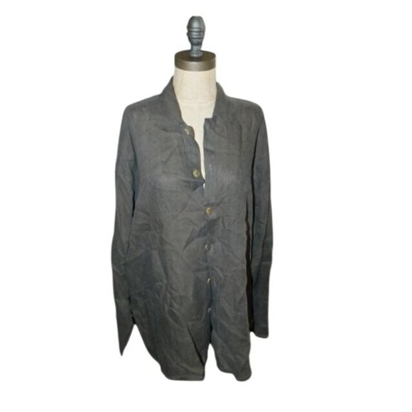 Flax by Jeanne Englehart Tops - Flax by Jeanne Englehart Size L Large Oversized Button Linen Top